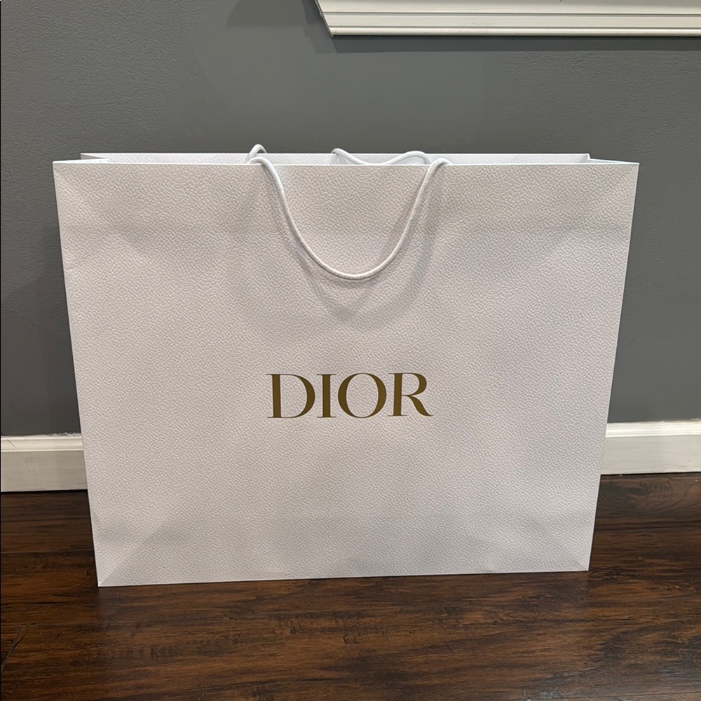 Dior Luxurious White Bag with Gold Logo